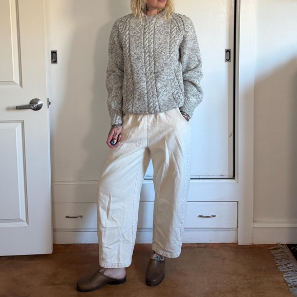 Sweaters - Vintage handmade blue grey knitted sweater